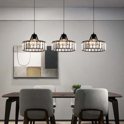 Modern Black Crystal Pendant Light for Dining Room