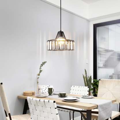 Modern Black Crystal Pendant Light for Dining Room