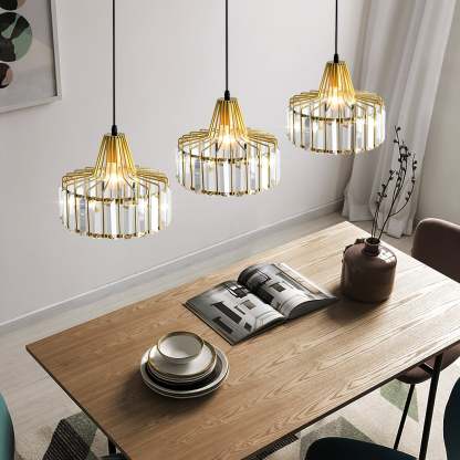 Modern Black Crystal Pendant Light for Dining Room