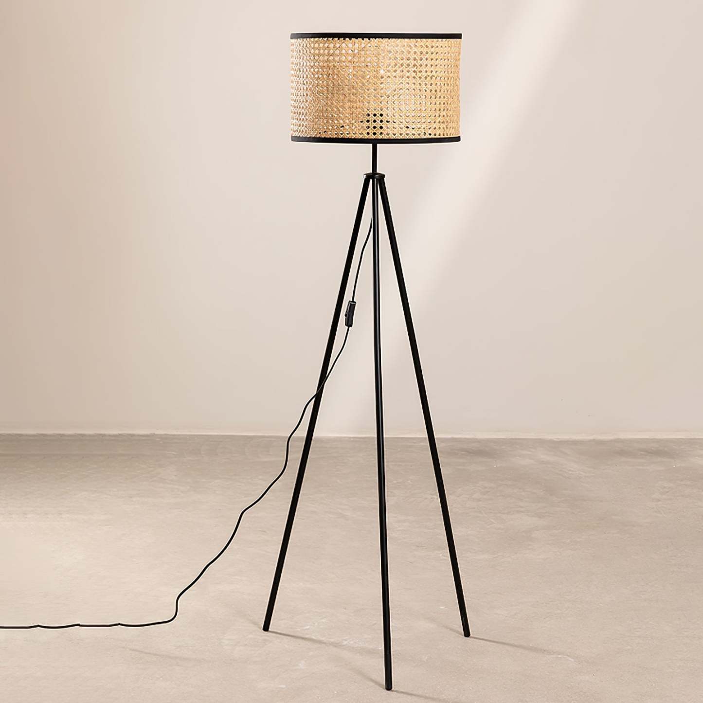 Rattan diamond tripod floor lamp hotsell