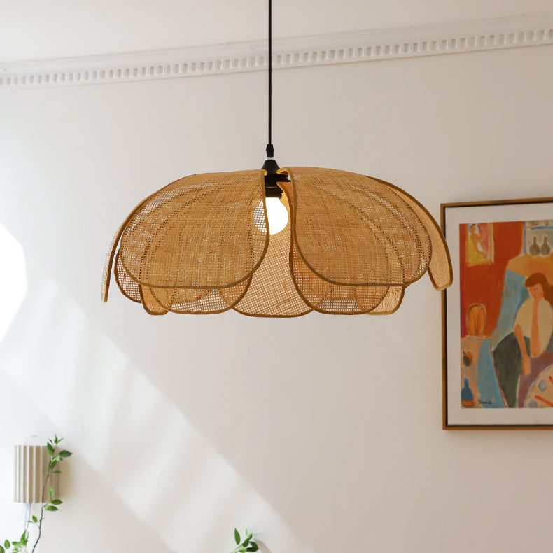 Vintage Petal Rattan Ceiling Pendant Light