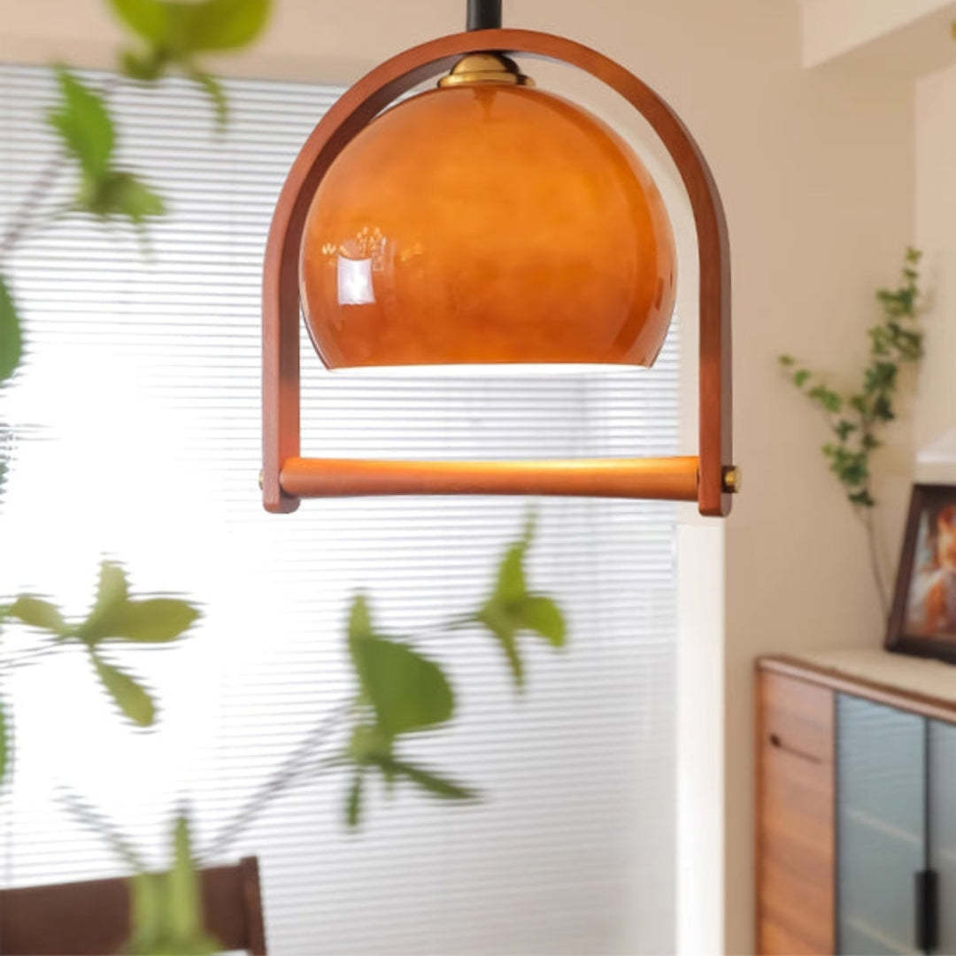 Vintage Bauhaus Orange Wood Pendant Lights -Homdiy