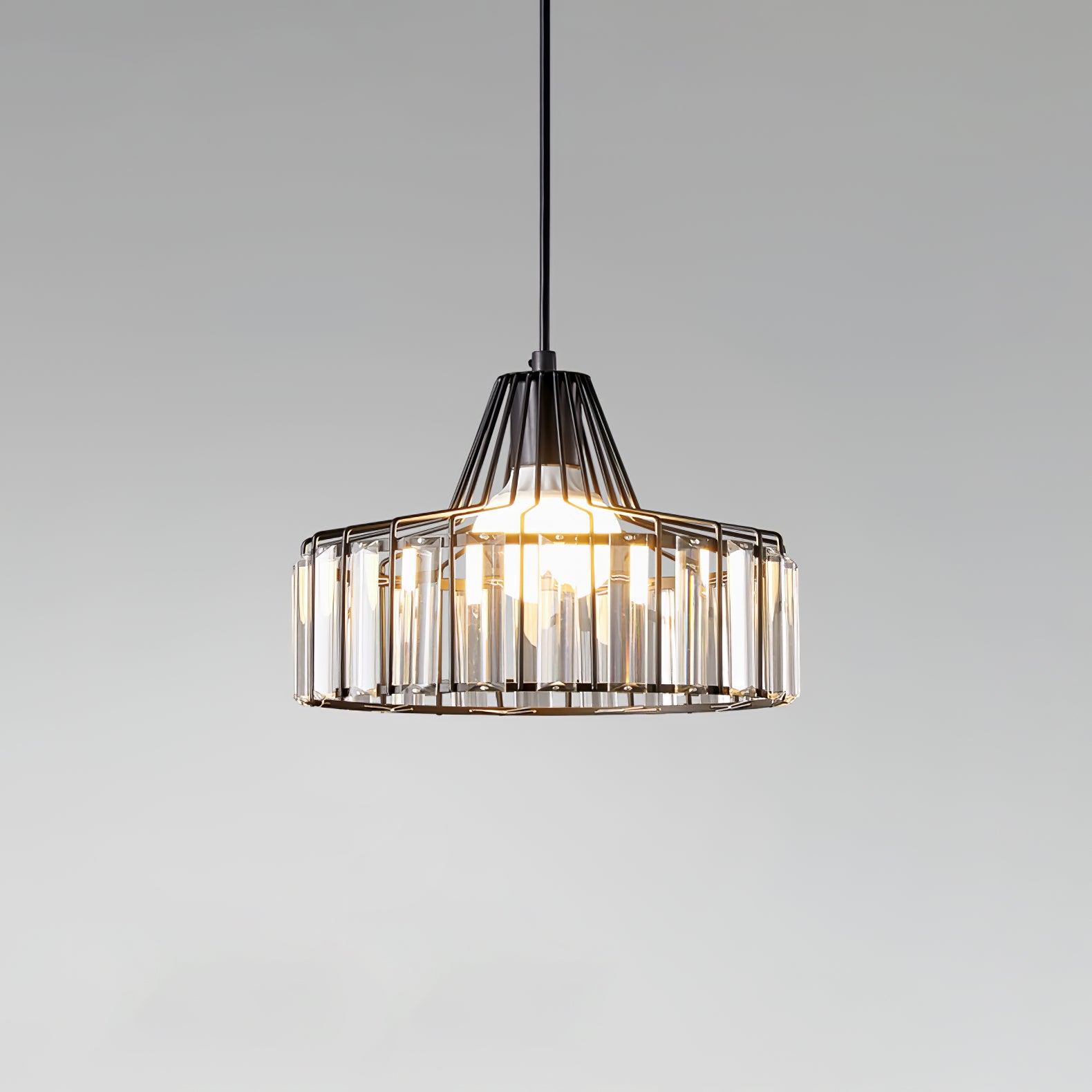 Modern Black Crystal Pendant Light for Dining Room