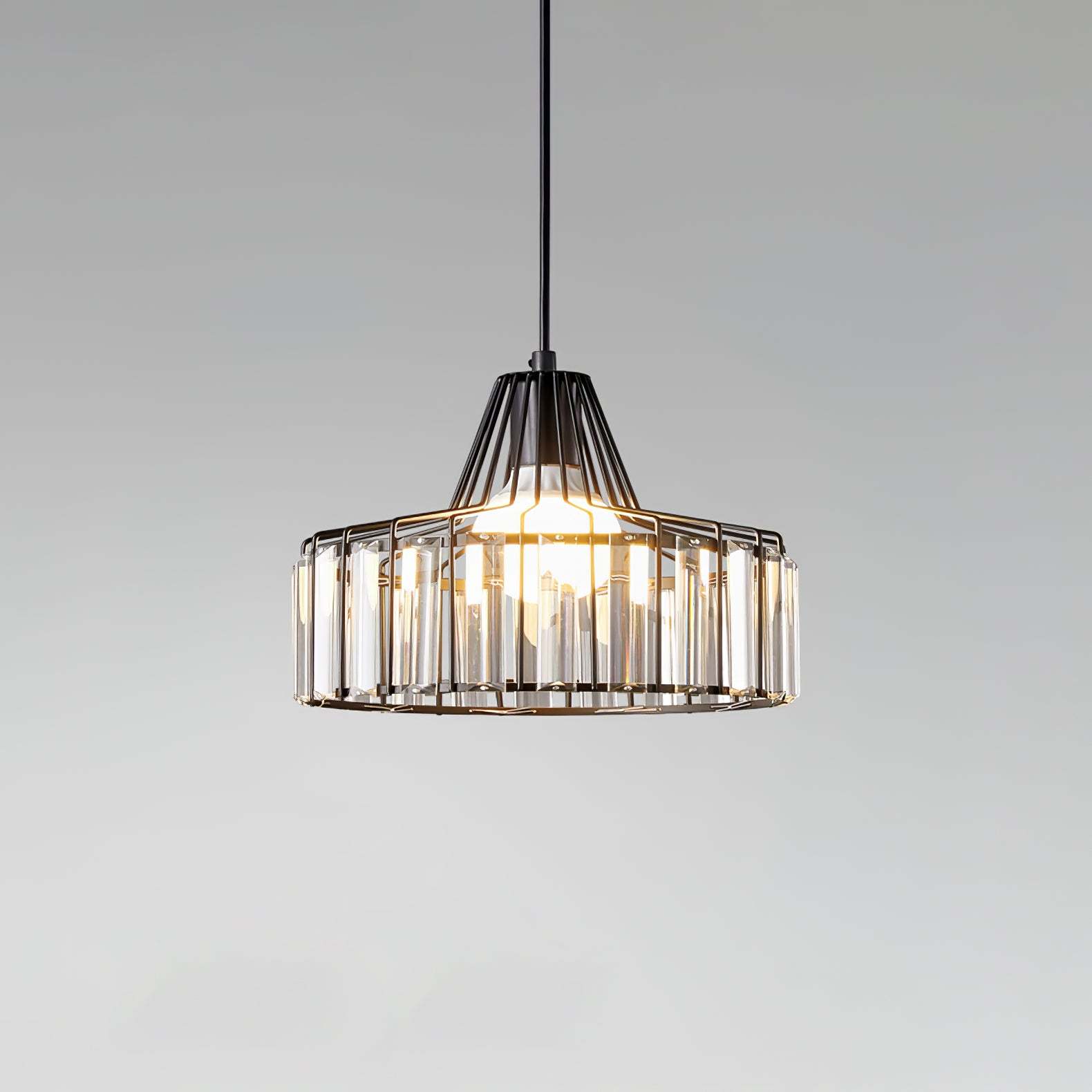 Modern Black Crystal Pendant Light for Dining Room