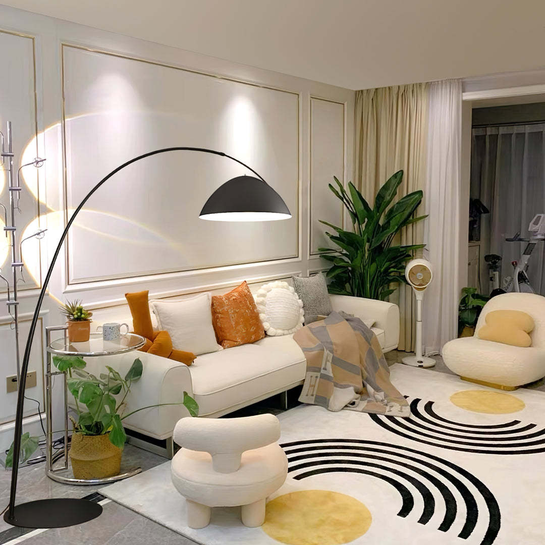Modern Arc Floor Lamp with Metal Shade -Homdiy