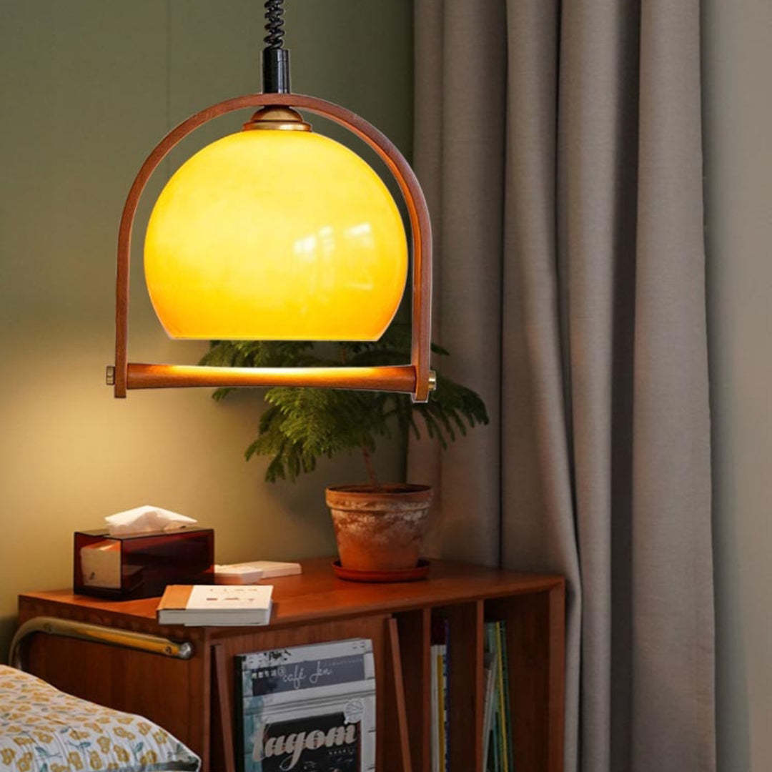Vintage Bauhaus Orange Wood Pendant Lights -Homdiy