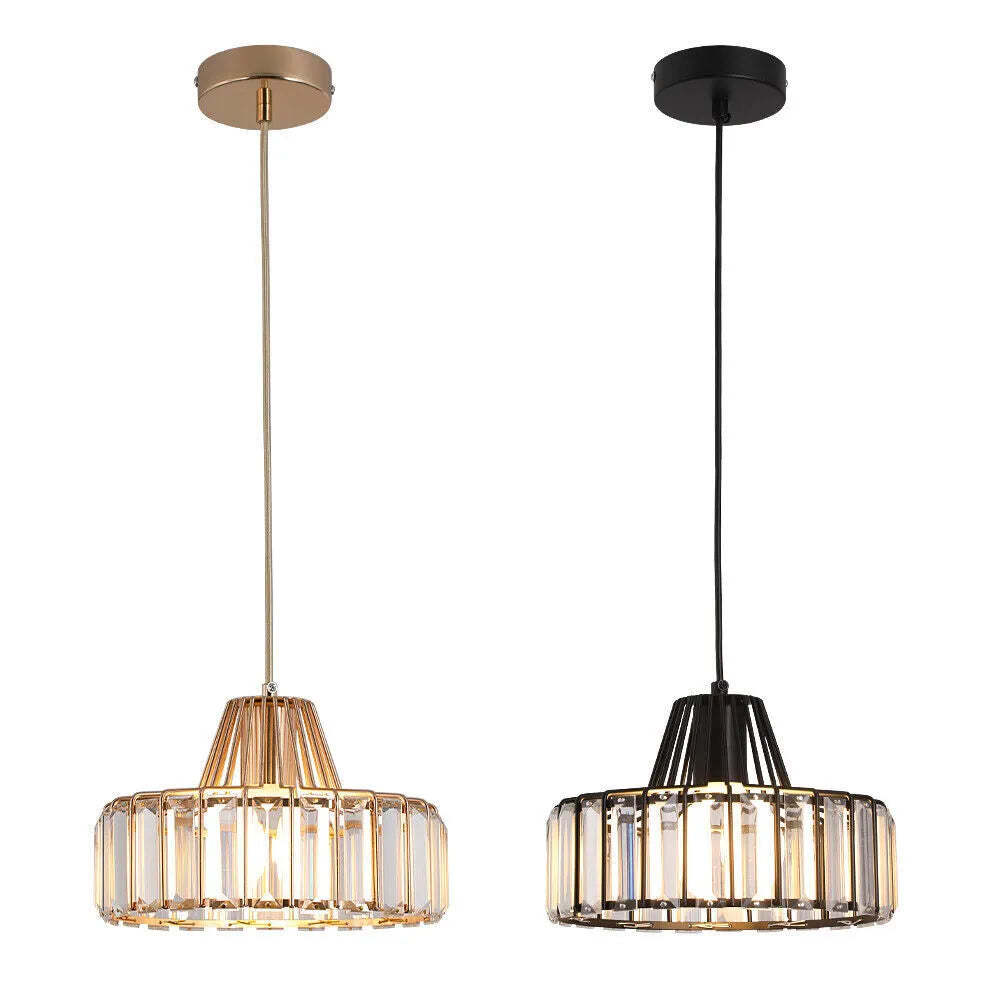 Modern Black Crystal Pendant Light for Dining Room