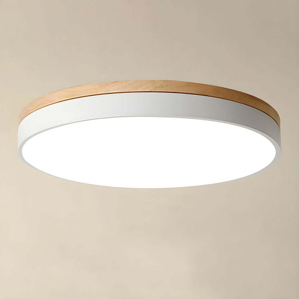 Wood Nordic LED Round Flush Ceiling Light -Homdiy