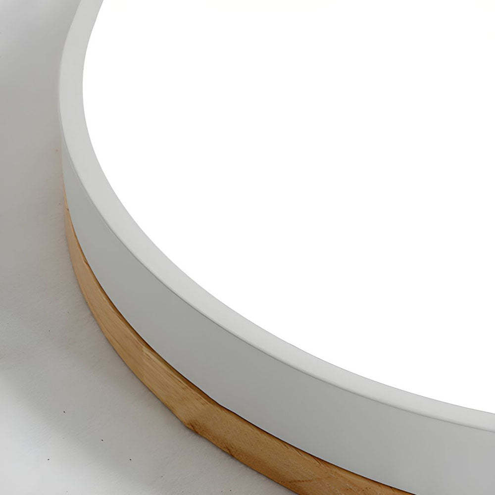 Wood Nordic LED Round Flush Ceiling Light -Homdiy
