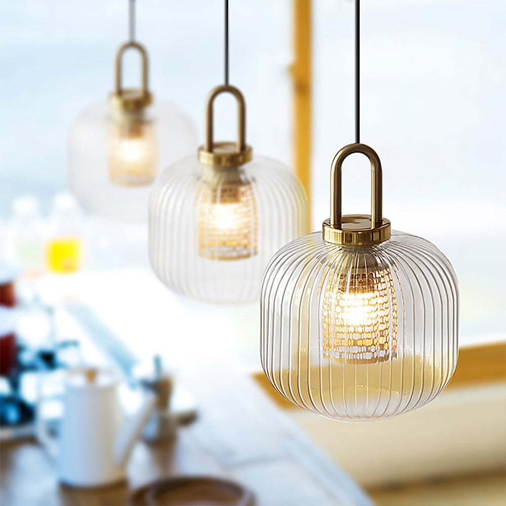 Clear Glass Pendant Light Shade With Brass Fitting -Homdiy