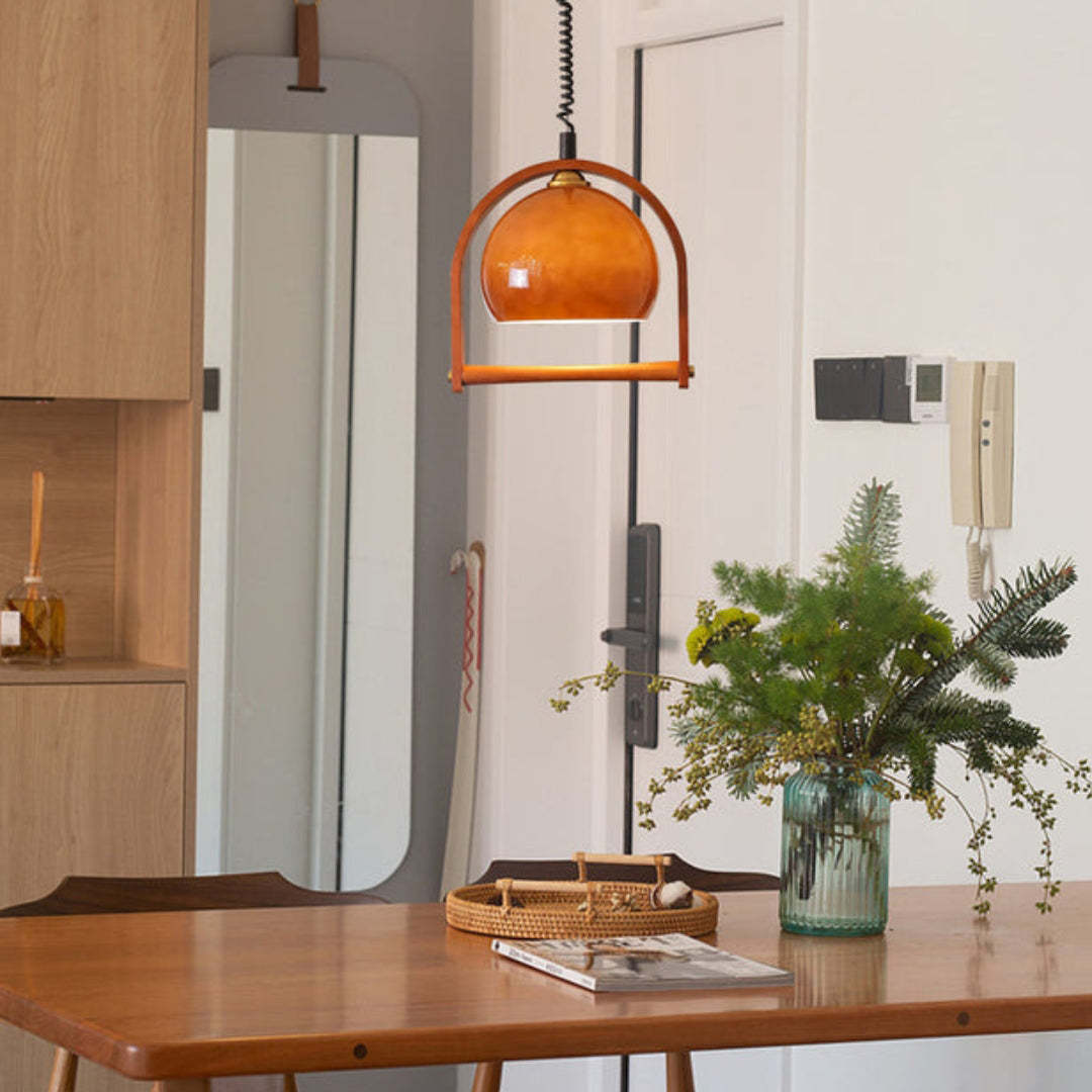 Vintage Bauhaus Orange Wood Pendant Lights -Homdiy