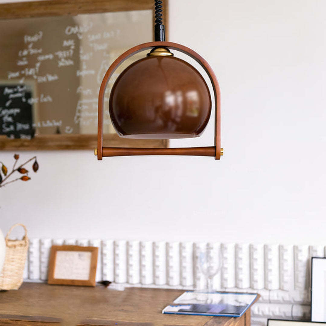 Vintage Bauhaus Orange Wood Pendant Lights -Homdiy