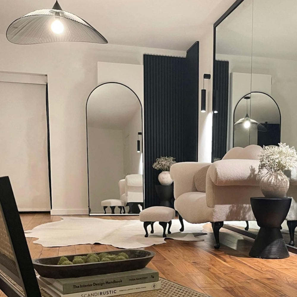 Single Black Pendant Light with Curved Metal Threads -Homdiy