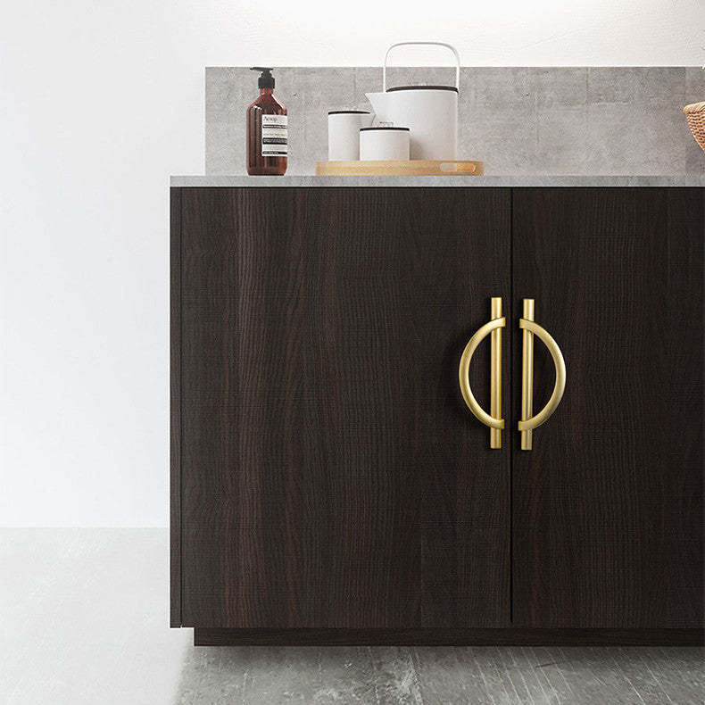 Zinc Alloy Brushed Gold Cabinet Handle Semicircle Dresser Knobs -Homdiy