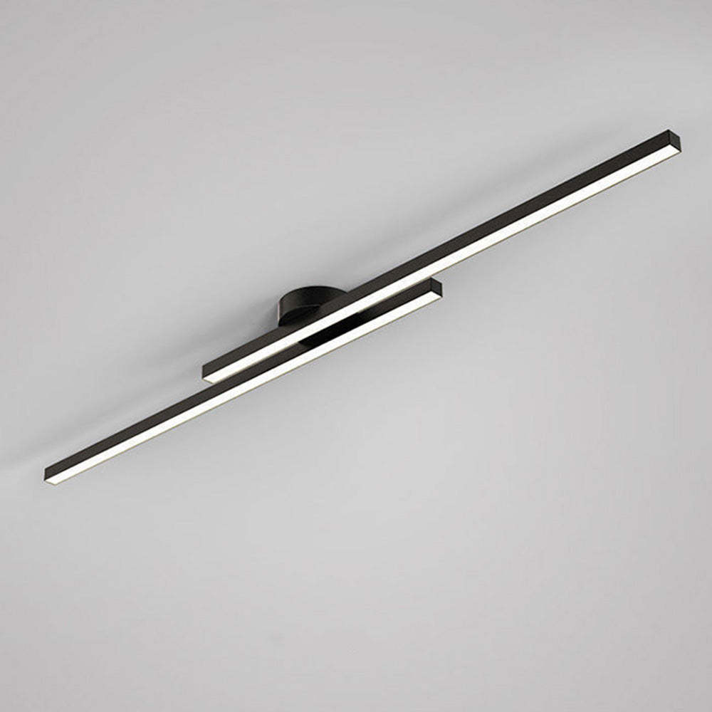 Modern Aluminium Long Strip Semi Flush Mount LED Ceiling Light For Living Room