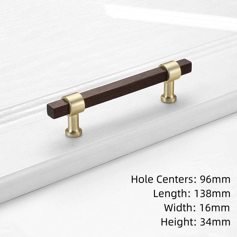 Black Walnut Square Cabinet Handles Beech Wood Drawer Pulls -Homdiy