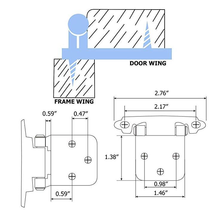 Self closing cabinet hinges full overlay satin nickel( 10 pairs) -Homdiy