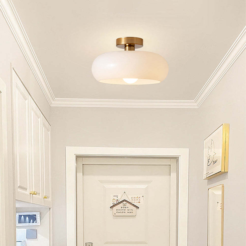 Mid-Century Dome Glass Flush Mount Ceiling Light for Hallway