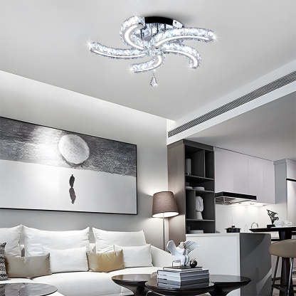 Crystal LED Ceiling Light 5 Arms Flush Mount Ceiling Light