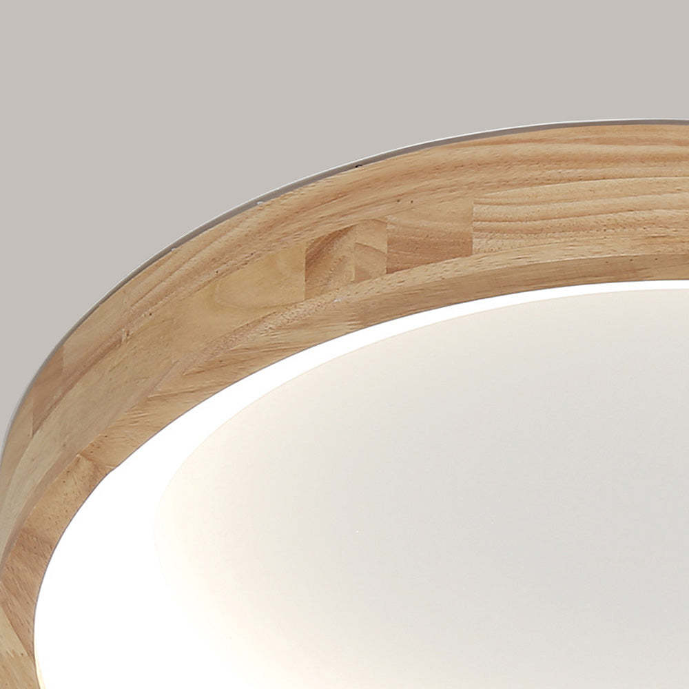 European Style Round Rubber Wood Flush Mounted Ceiling Light -Homdiy