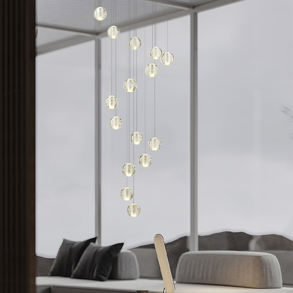 Round & Square Crystal Pendant Lamp Stairway Lamp -Homdiy