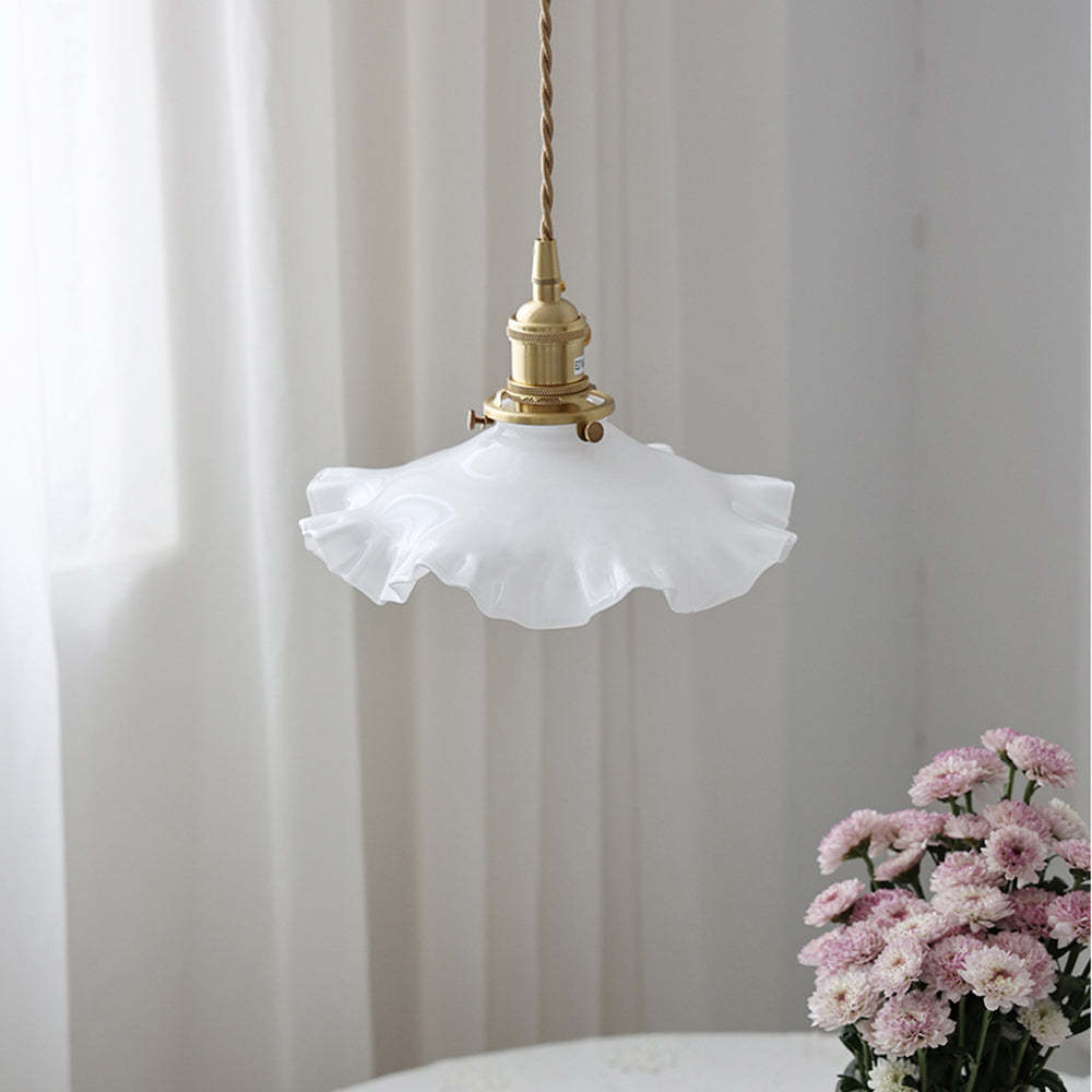 Nordic Kitchen Island Vintage Glass Pleated Pendant Lamp -Homdiy
