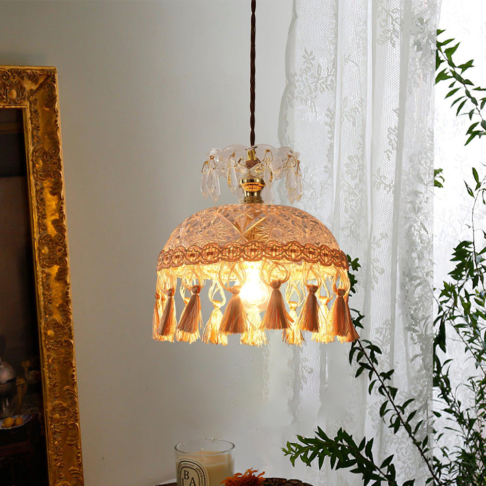 Tassel Dome Glass Pendant Light -Homdiy