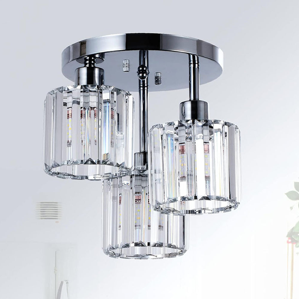 Modern Glass Crystal Semi Flush Ceiling Light