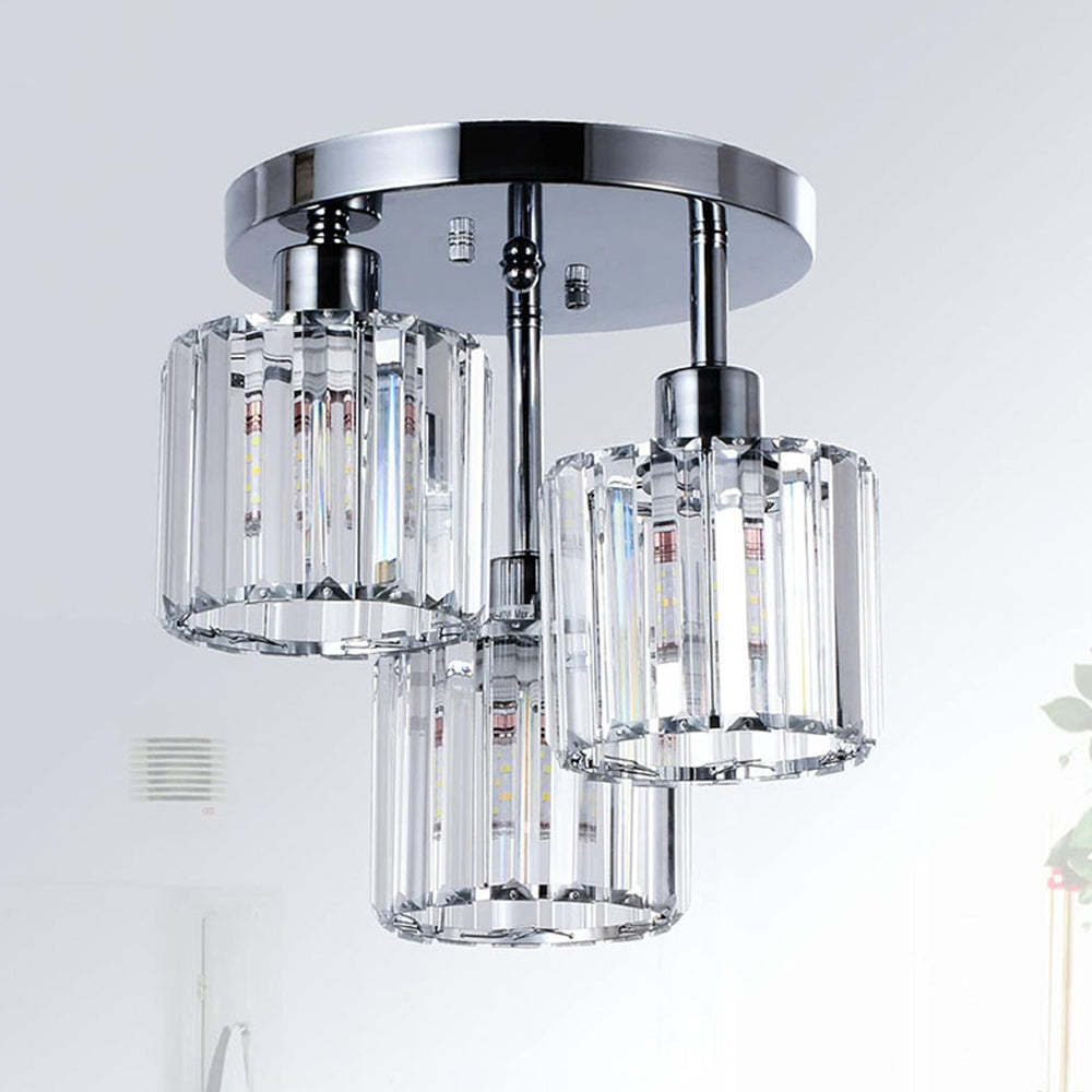 Modern Glass Crystal Semi Flush Ceiling Light