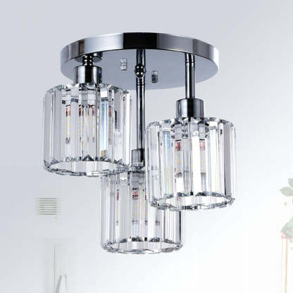Modern Glass Crystal Semi Flush Ceiling Light