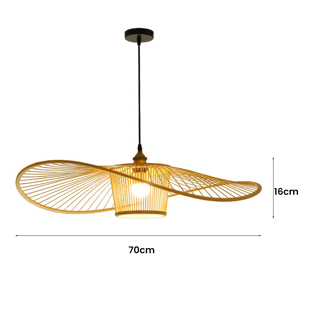 Waving Bamboo Vintage Woven Wicker Handmade Rattan Pendant Light -Homdiy