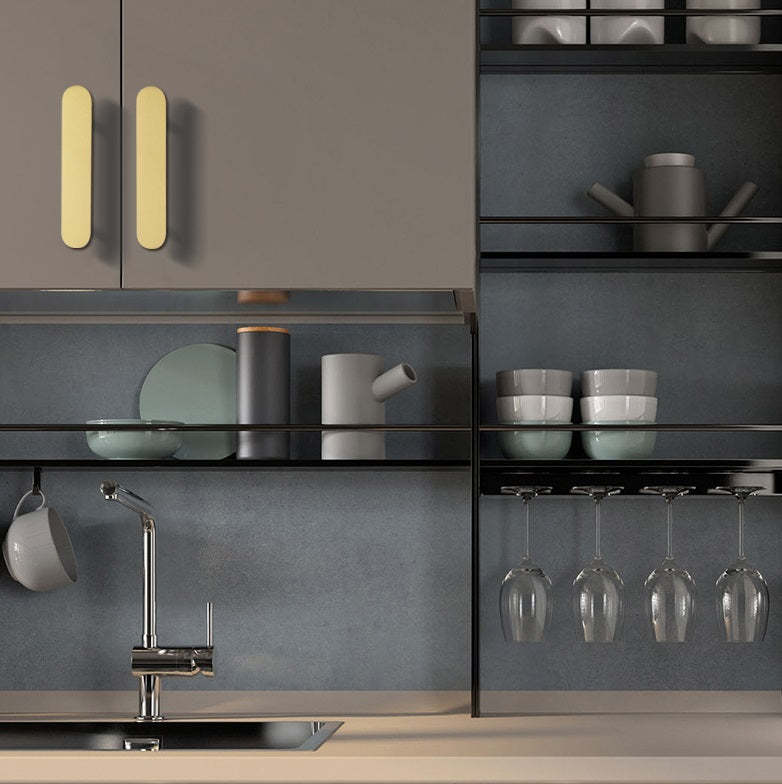 Brushed Brass Modern Gold Cabinet Handles And Kitchen Door Pulls -Homdiy