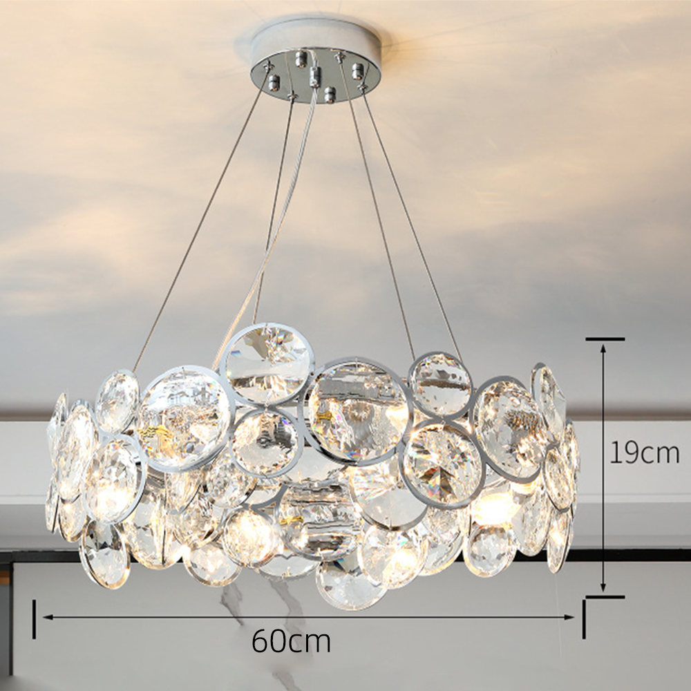 Chrome Round Crystal Chandelier -Homdiy
