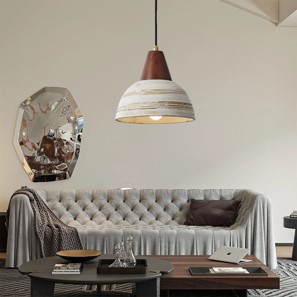 Vintage Walnut Ceramic Pendant Lamp -Homdiy