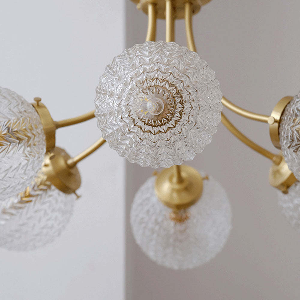 Modern Gold Brass Glass Semi Flush Mount Ceiling Light -Homdiy