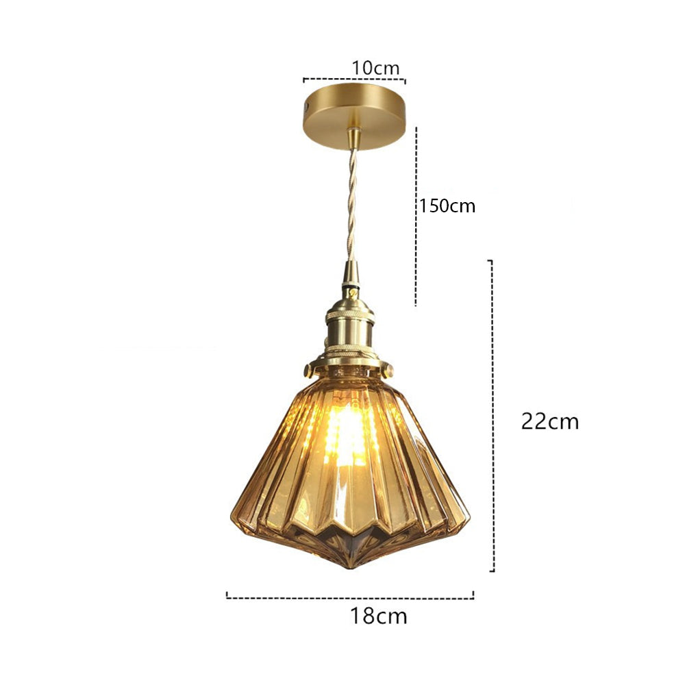 Homdiy Nordic Diamond Shape Designer Pendant Light Glass