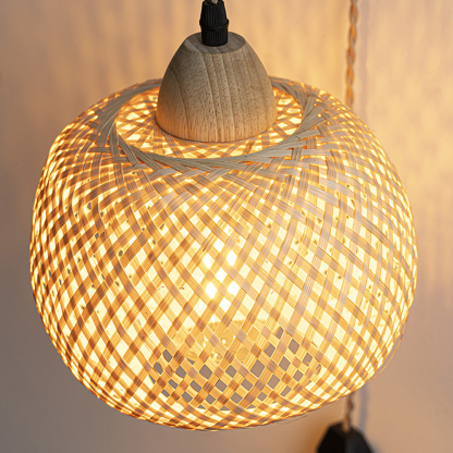 Rustic Farmhouse Bamboo Woven Wall Lamp