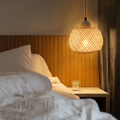 Rustic Farmhouse Bamboo Woven Wall Lamp