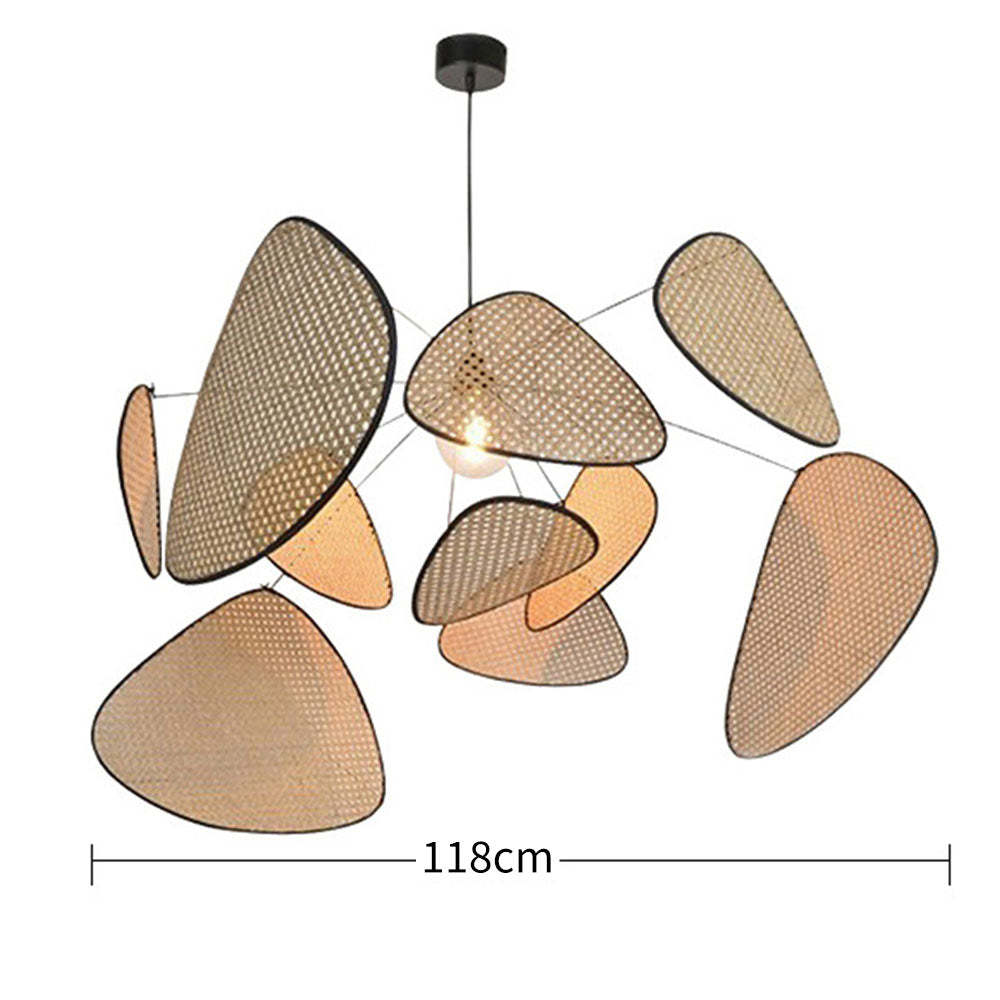 Hand Weaved Rattan Leaf Pendant Light For Living Room -Homdiy