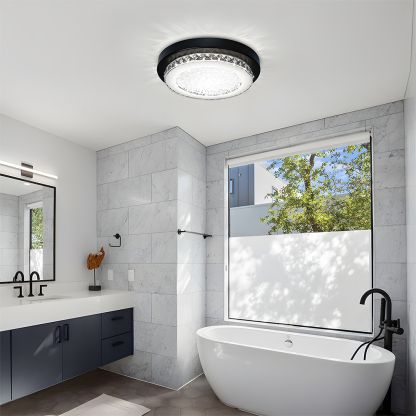 American Black Flush Mount Crystal Ceiling Light For Bedroom-13