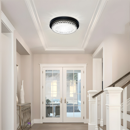 American Black Flush Mount Crystal Ceiling Light For Bedroom-10