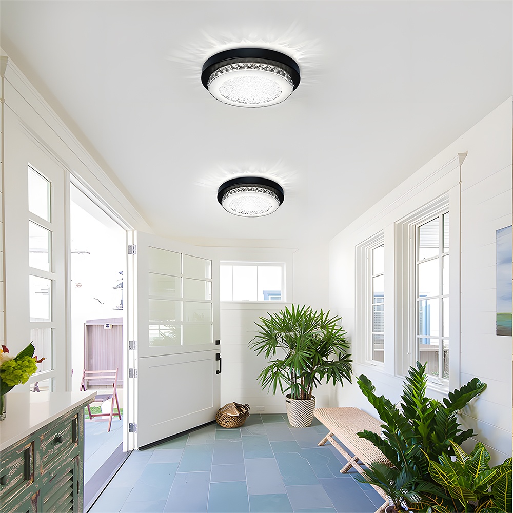 American Black Flush Mount Crystal Ceiling Light For Bedroom-7