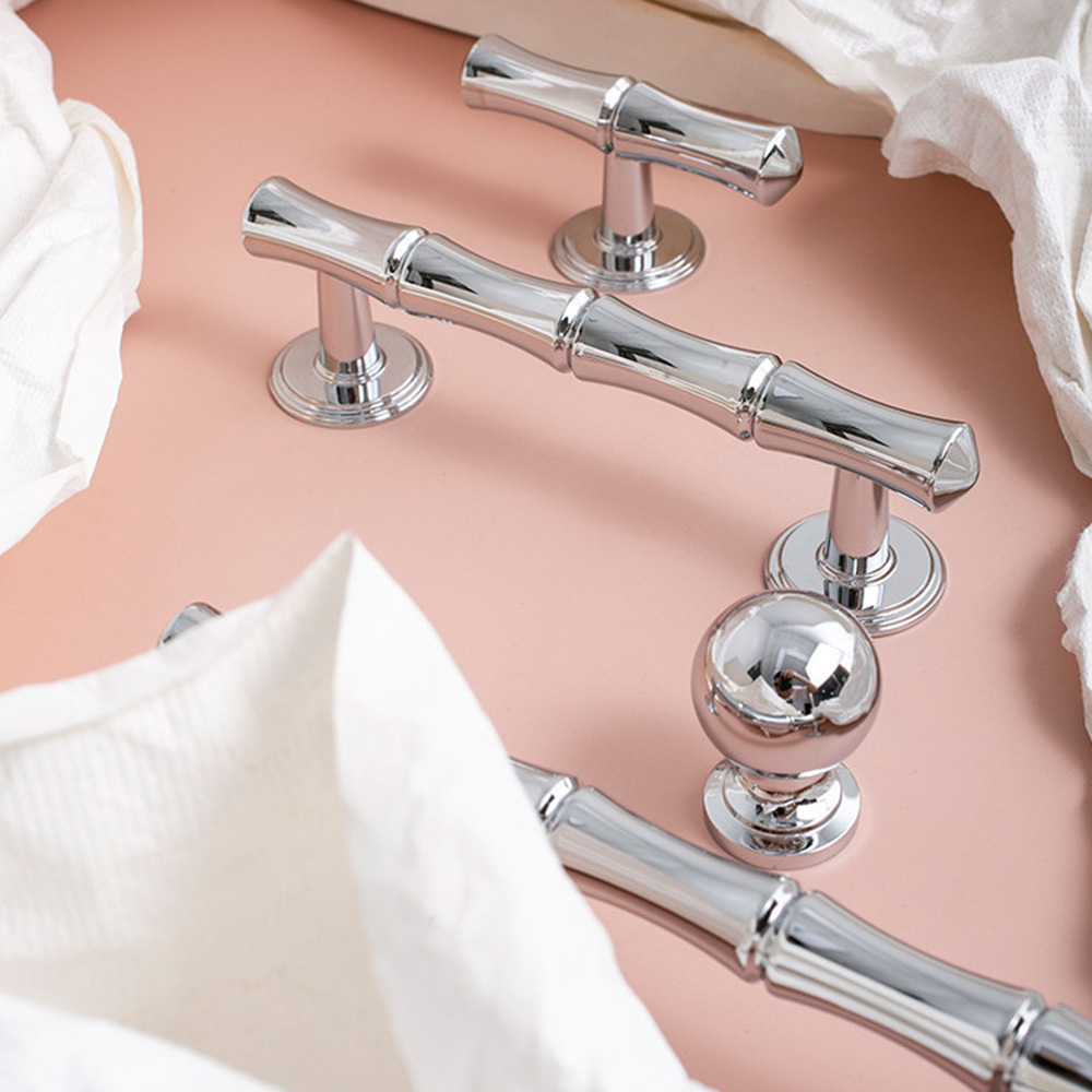 Light French Bamboo Polished Brass Drawer Pulls