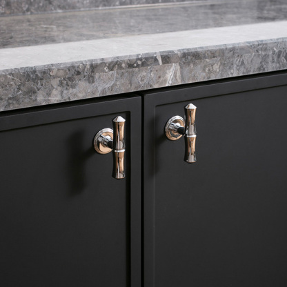 Light French Bamboo Polished Brass Drawer Pulls