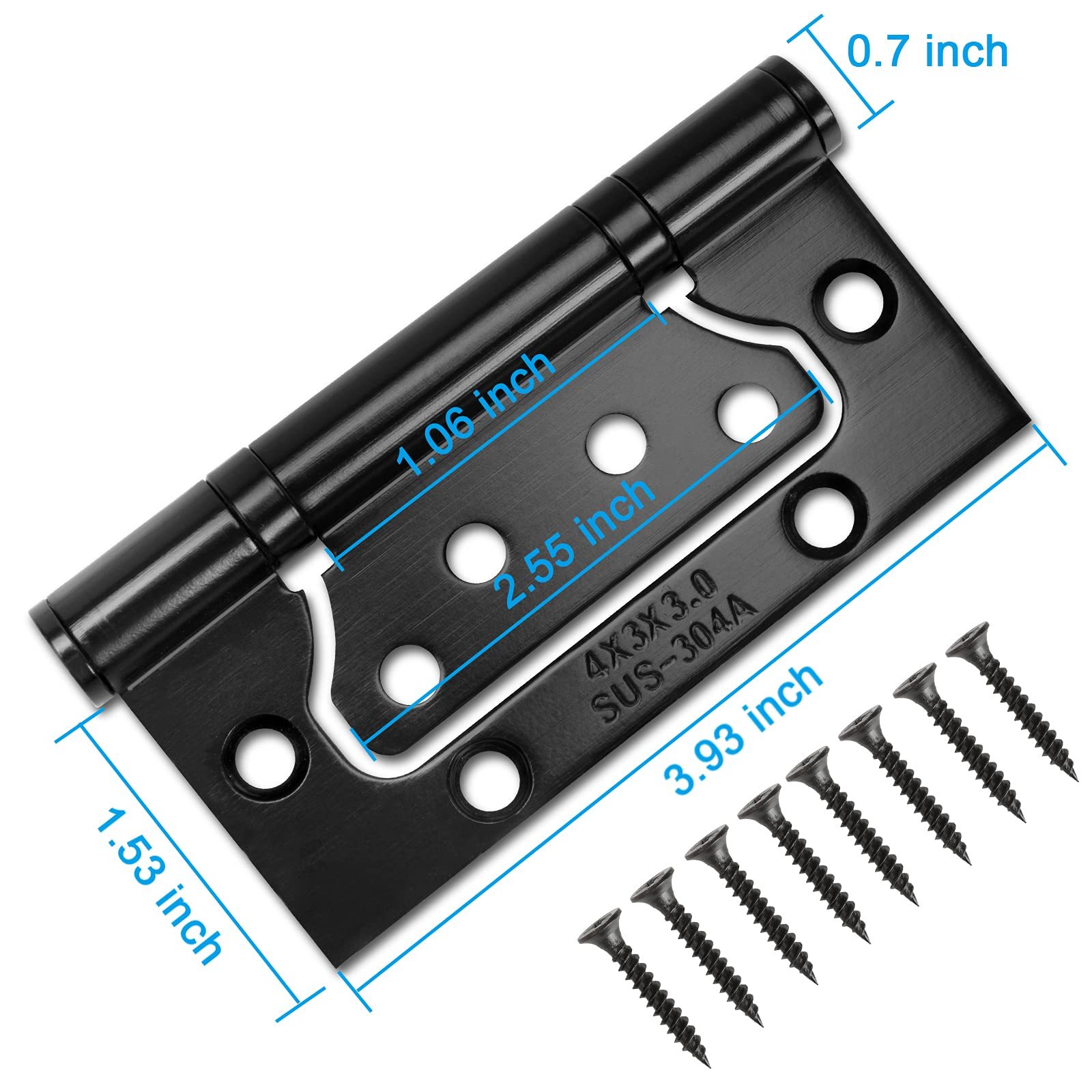 4x3 inch Non Mortise Door Hinges Matte Black Door Hinges -Homdiy