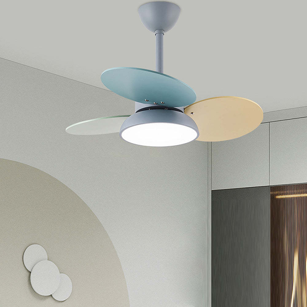 Cute Colorful Semi-Flush Ceiling Fan With LED Bedroom Lighting -Homdiy