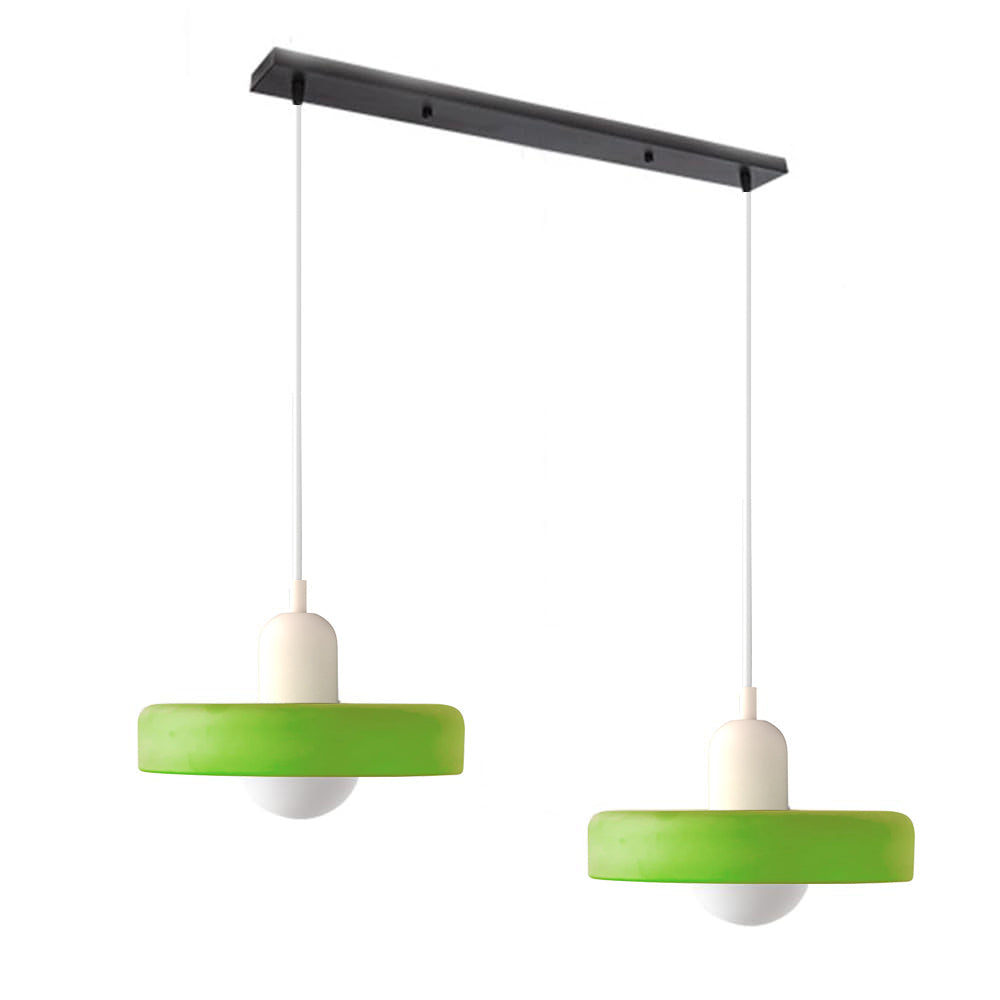 2 Heads Modern Bauhaus Stained Glass Pendant Lamp