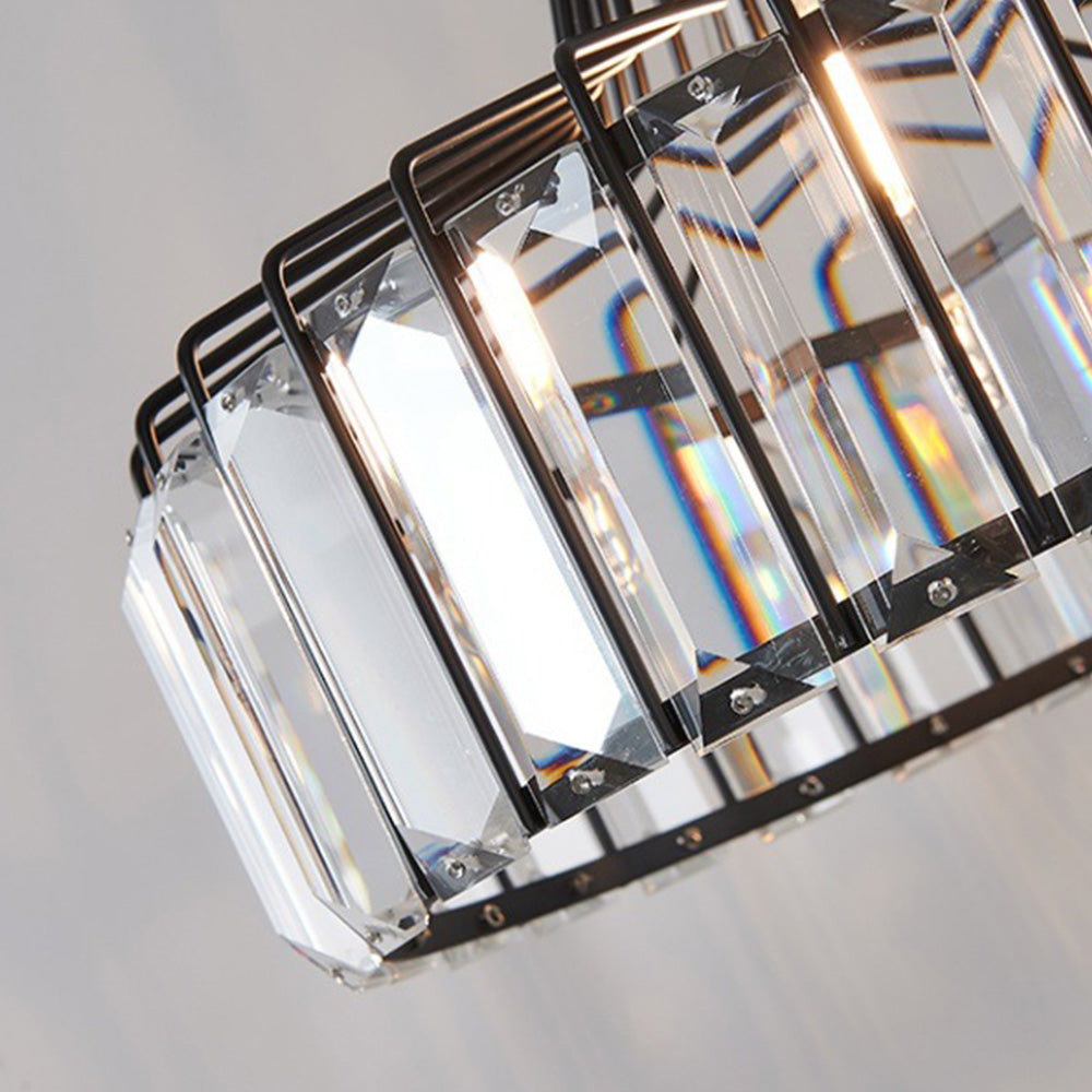 Modern Black Crystal Pendant Light for Dining Room