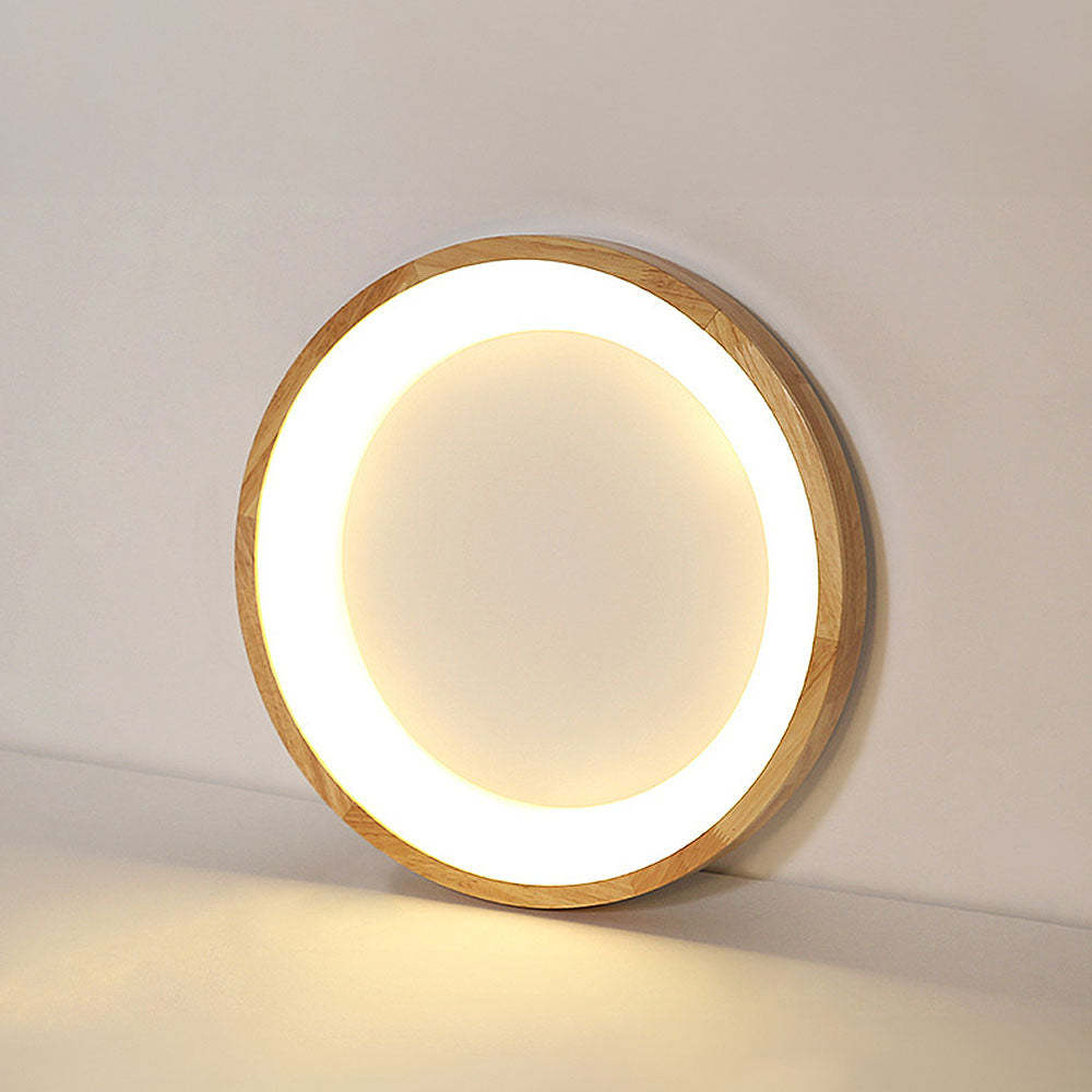 European Style Round Rubber Wood Flush Mounted Ceiling Light -Homdiy