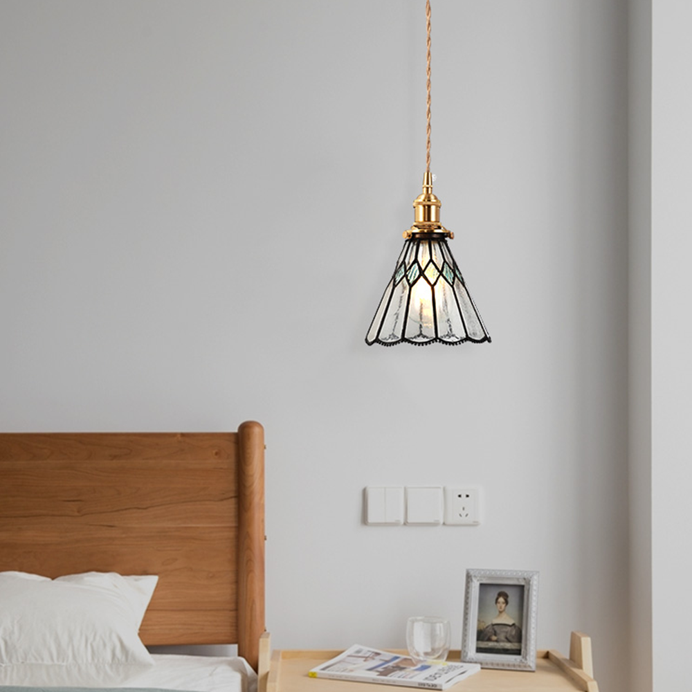 Nordic Simple Cone Tiffany Glass Pendant Light -Homdiy